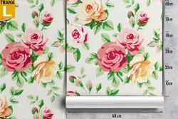 Carta da Parati rose natura vintage pattern.