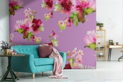 Carta da Parati rose rosse natura pattern moderno.