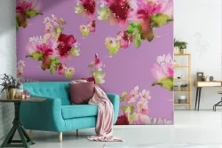 Red roses nature pattern modern wallpaper.