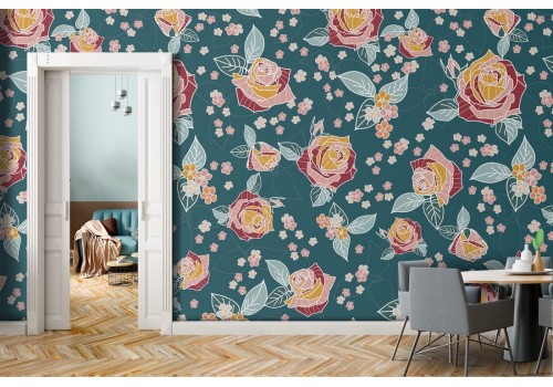 Vintage red roses nature wallpaper.