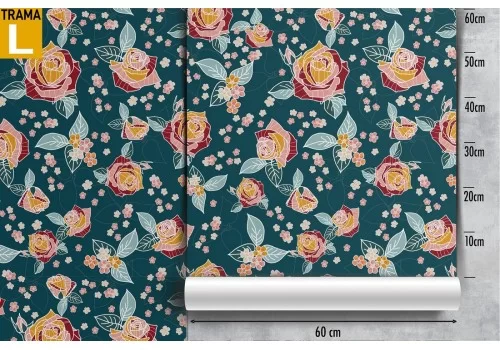 Carta da Parati rose rosse vintage natura. 2