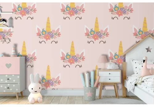 Unicorn wallpaper children's fantasy decoration.