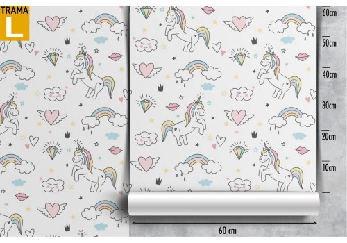 Carta da Parati unicorni decorazione fantasy bambini. 2