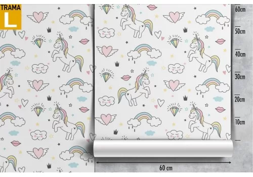 Carta da Parati unicorni decorazione fantasy bambini. 2