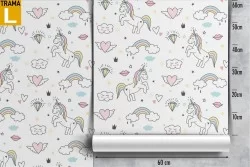 Carta da Parati unicorni decorazione fantasy bambini.