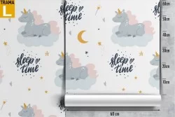 Carta da Parati unicorni fantasy decorazione bambini.