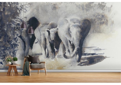 Watercolor Wallpaper Animals Elephants Nature Wildlife-5