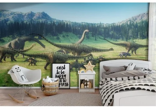 Carta da Parati illustrazione dinosauri animali bambini-10
