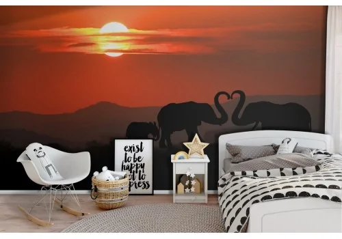 Carta da Parati animali esotici elefanti paesaggio natura-15