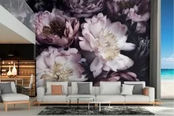 Vintage nature flowers wallpaper composition