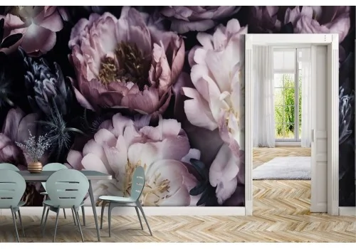 Vintage nature flowers wallpaper composition 2