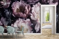 Vintage nature flowers wallpaper composition