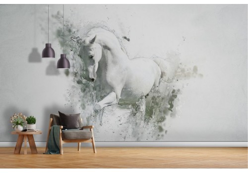 White Horse Wallpaper modern abstract nature design-21
