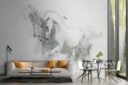 White Horse Wallpaper modern abstract nature design-21