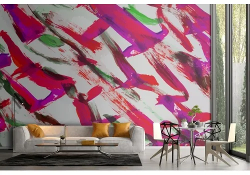 Carta da Parati decorazione astratta moderna fucsia-23 2