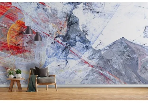 Wallpaper abstract decoration in blue and red modern design-24