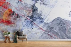 Carta da Parati decorazione astratta azzurro e rosso design moderno-24