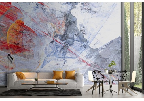Wallpaper abstract decoration in blue and red modern design-24 2