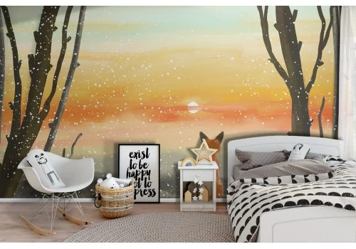 Wallpaper illustration children fox animals landscape-26