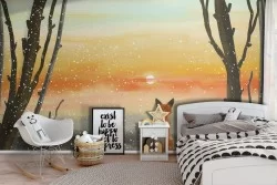 Wallpaper illustration children fox animals landscape-26
