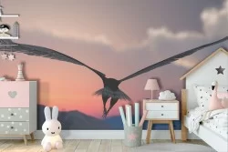 Falcon Wallpaper with Nature Landscape for Boys Room -33