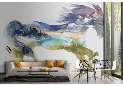 Wallpaper horse abstract design with landscape-34 2