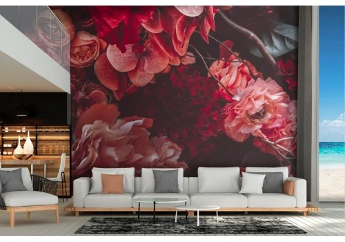 Red flowers wallpaper nature composition