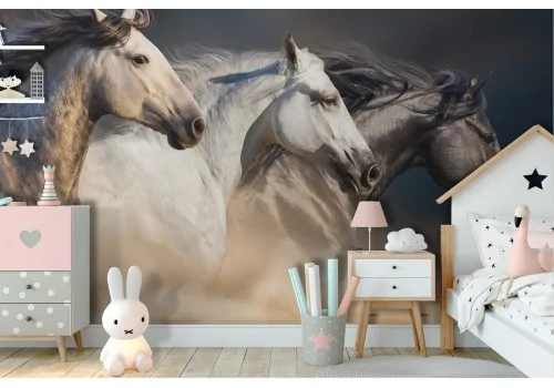 Carta da Parati animali bambini cavalli camera da letto-40 2