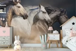 Children's animal wallpaper horses bedroom-40