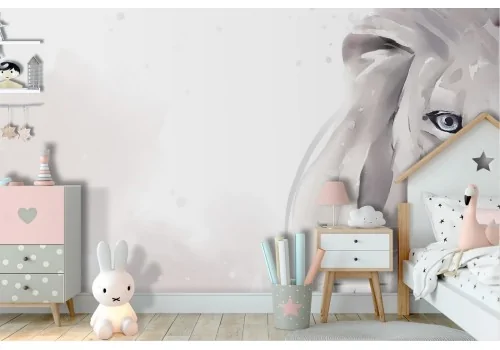 Watercolor Lion Wallpaper Illustration Kids Room-41 2