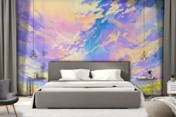 Wallpaper Paintings and Watercolors Leaves and Flowers Meadows and Hills