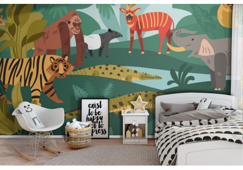 Carta da Parati animali esotici tropicali natura bambini-51