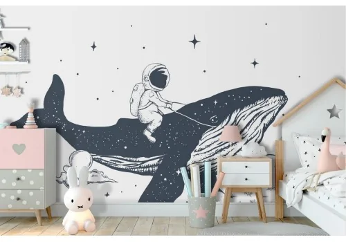 Astronaut on Whale Wallpaper Design for Boys Room-52 2