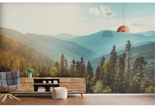 Carta da Parati paesaggio foresta montagne