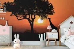 Carta da Parati giraffa natura tropicale animali bambini-56