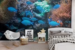 Carta da Parati Pesci tropicali e coralli natura bambini Nemo-57