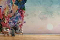 Carta da Parati Arte moderna profilo donna astratto-61