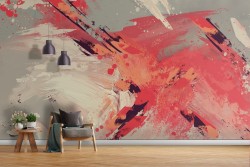 Red and White Plaster Wallpaper Modern Design-63