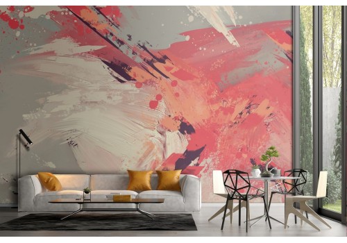 Red and White Plaster Wallpaper Modern Design-63 2