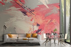 Red and White Plaster Wallpaper Modern Design-63