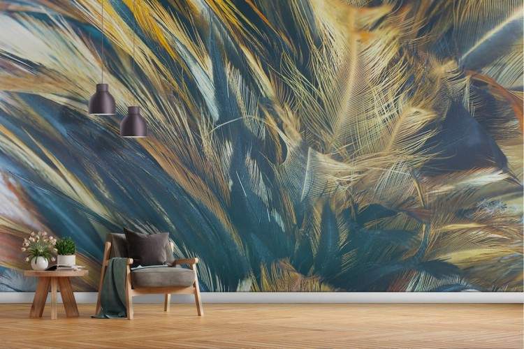 Carta da parati piume natura design moderno luxury e adesivi murali