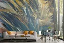 Wallpaper feathers nature modern design luxury-64