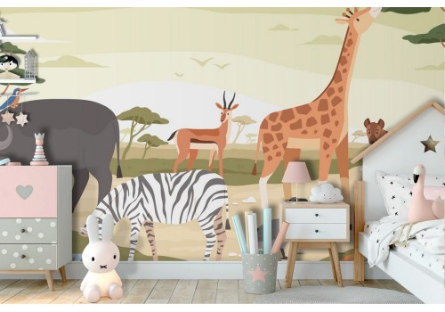 Carta da Parati animali savana esotici illustrazione bambini-66 2