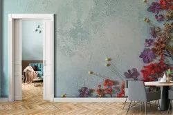 Carta da Parati Cemento Fiori Vintage