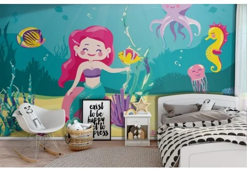 Carta da Parati Ariel sirenetta illustrazione bambini personaggi cartoni-71