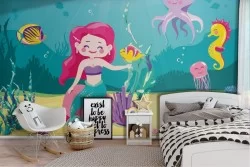 Carta da Parati Ariel sirenetta illustrazione bambini personaggi cartoni-71