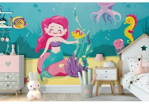 Carta da Parati Ariel sirenetta illustrazione bambini personaggi cartoni-71 2