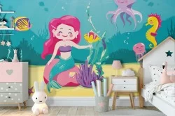 Carta da Parati Ariel sirenetta illustrazione bambini personaggi cartoni-71