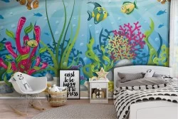 Wallpaper fish nature tropical corals children's illustration-72