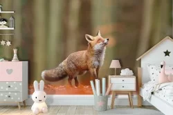 Wallpaper fox in the forest nature landscape children-74